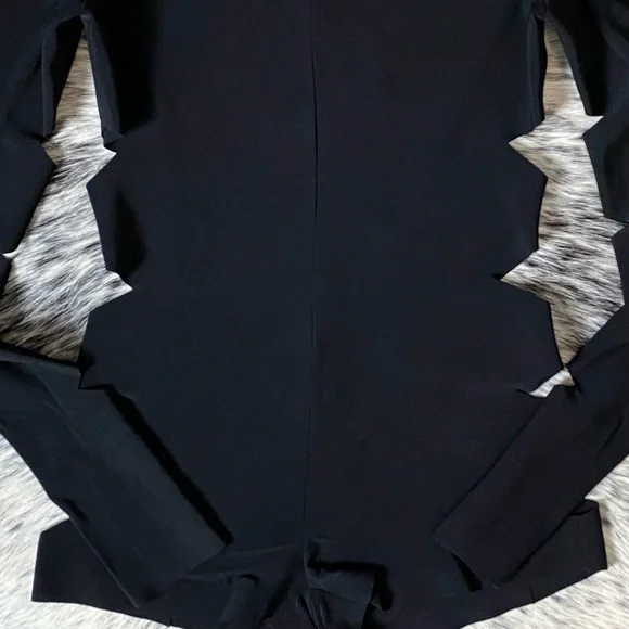 NORMA KAMALI “ALLIGATOR” CUTOUT MOCK-NECK BODYSUIT, SZ S BLACK NWT!! - Picture 10 of 16